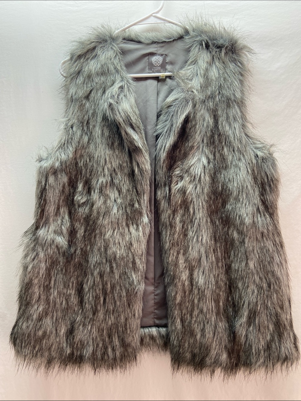 Vince Camuto Gray Faux Fur Vest - Plush Sleeveless Coat
